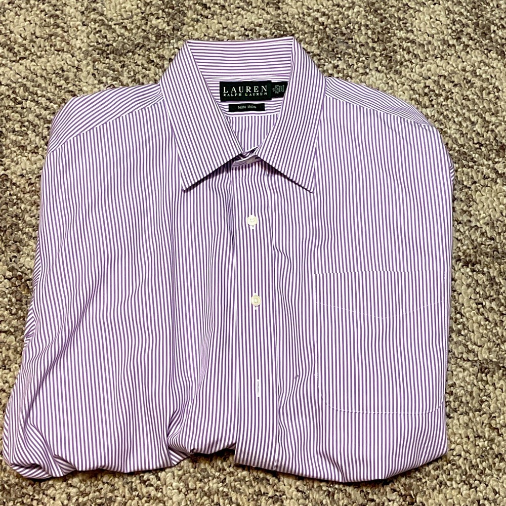 Ralph Lauren mens dress shirt 17 32 33 purple striped